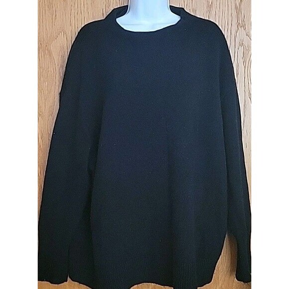 LANDS END Plus Size 2X Cashmere Sweater Black Solid Long Sleeve Capsule - Picture 1 of 10
